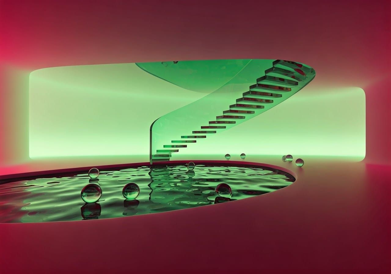 Space Age Luxury Living Room in Pink and Green