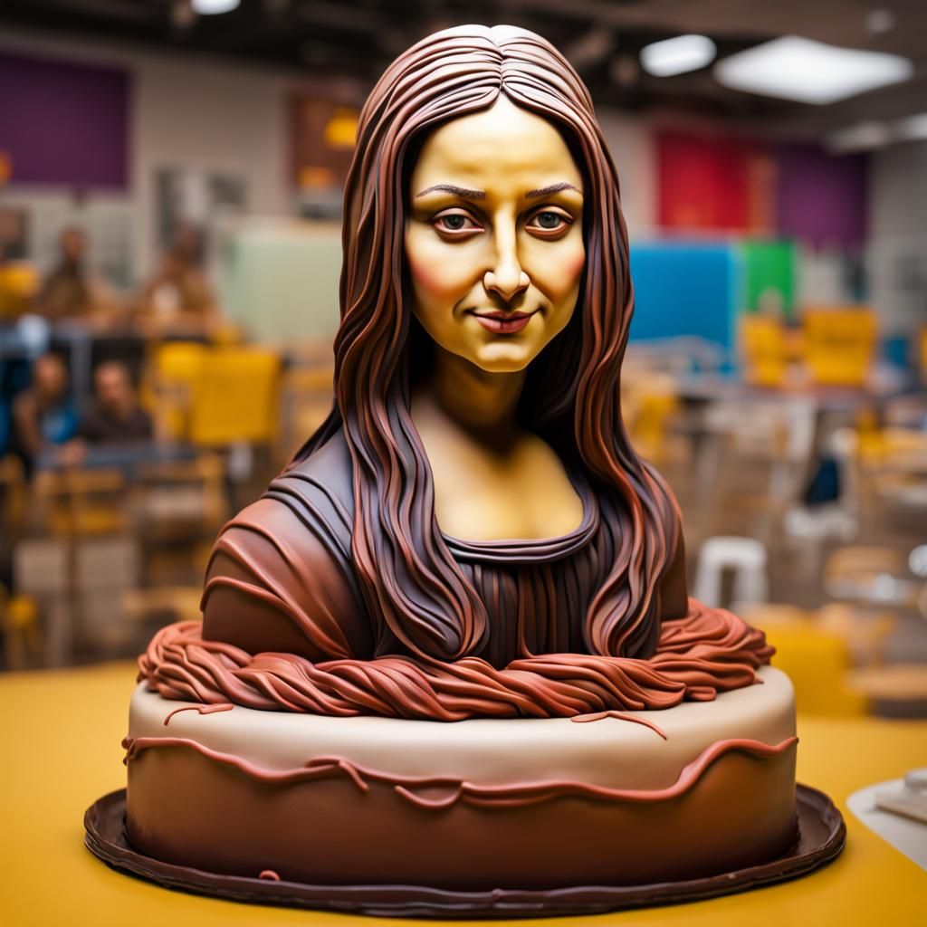 Hyperrealistic Mona Lisa Smile Cake Sculpture