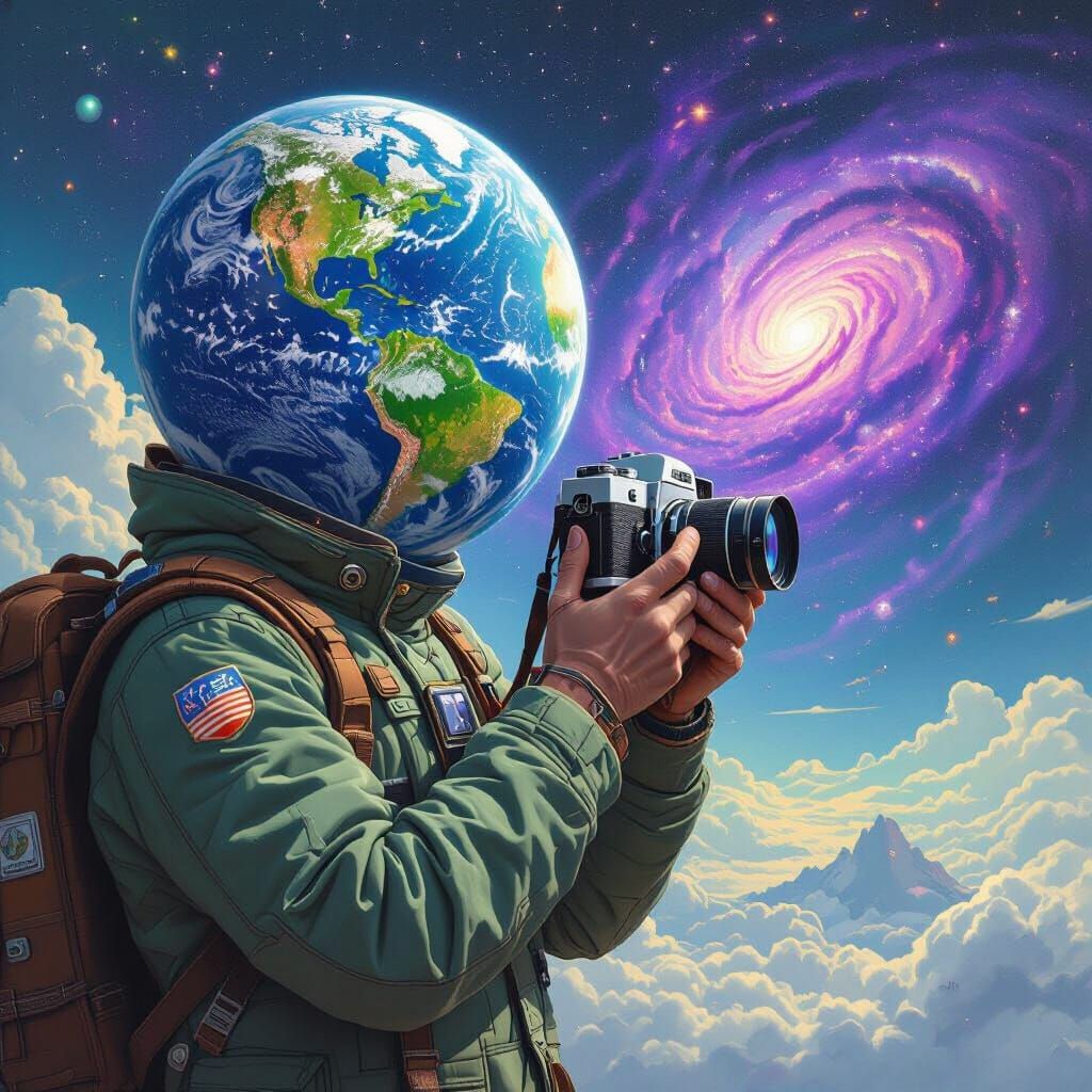 Earth Photographs Galaxy in Sci-Fi Art Style