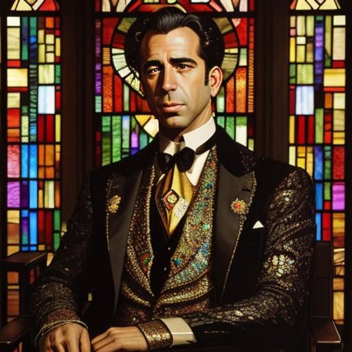 Humphrey Bogart as Antony in Klimt Style Stained Glass