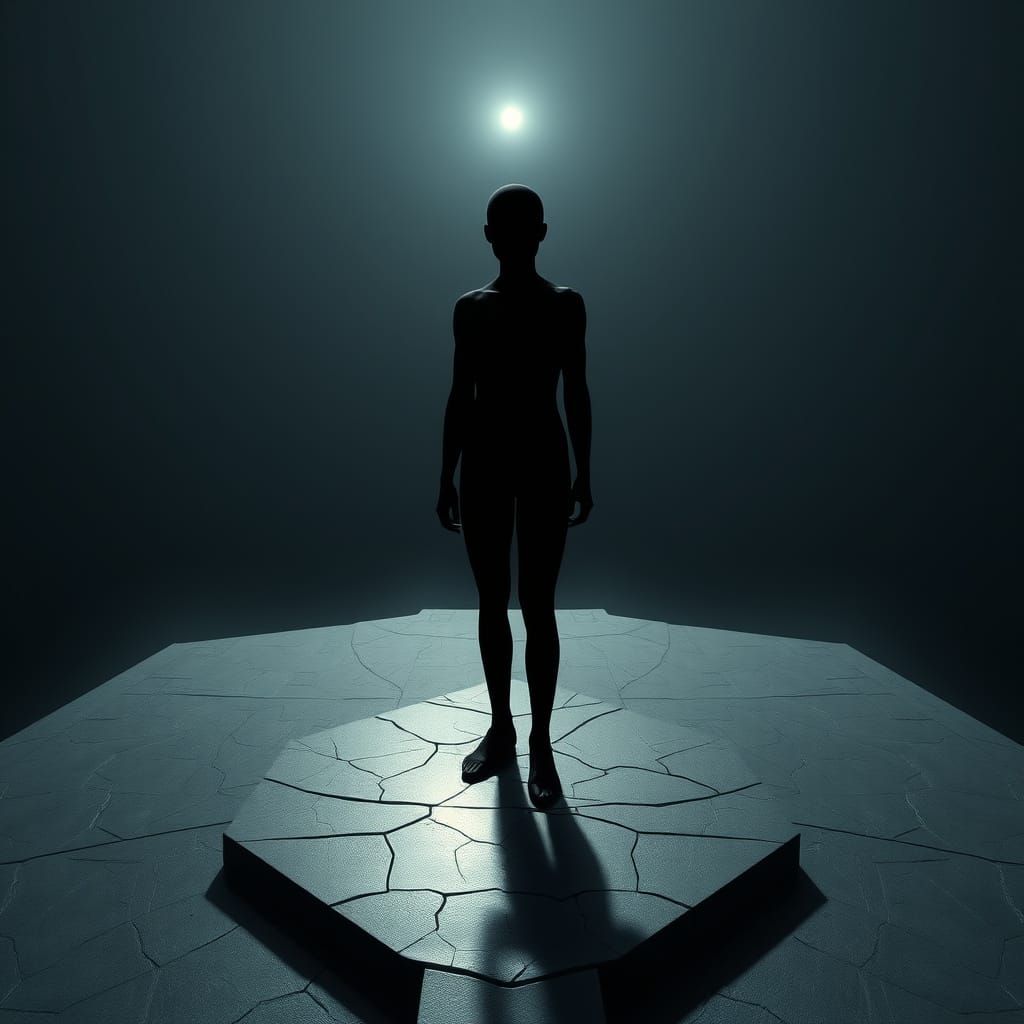 Surreal Void Portrait with Dramatic Lighting