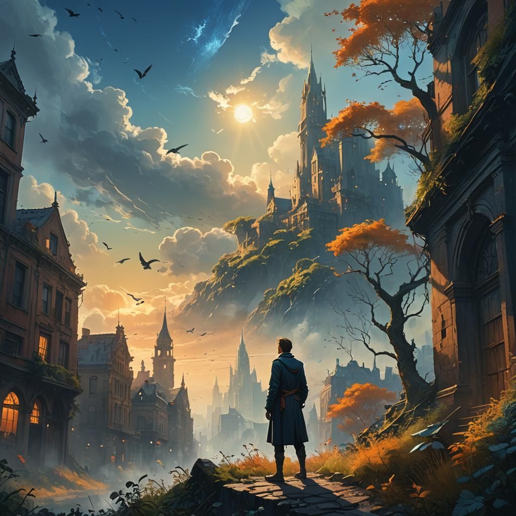 Poet Gazing at Lark in Overgrown City