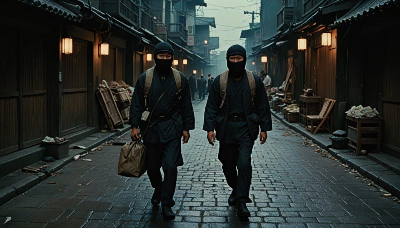 Turbulent Alleyway Confrontation in Gritty Cinematic Style