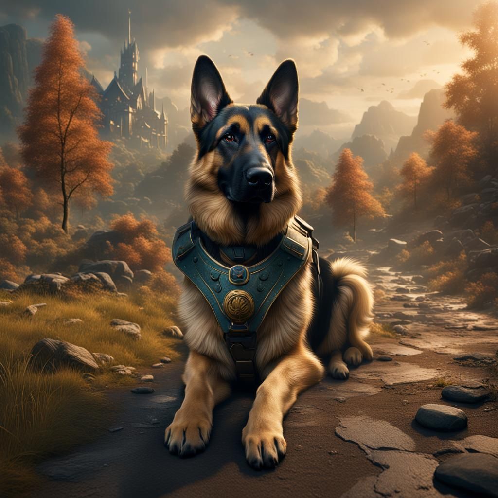 Detailed German Shepherd Matte Painting