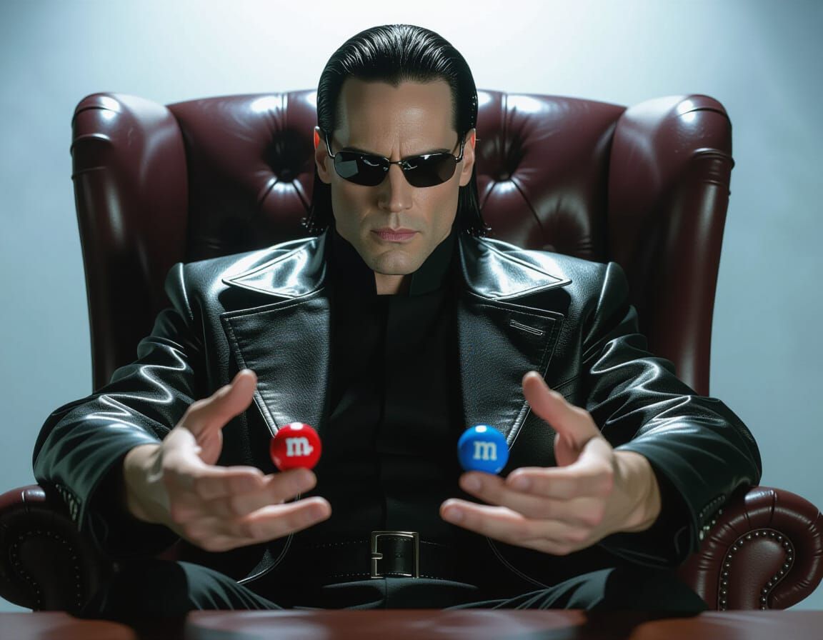 Morpheus Offers Red and Blue M&Ms in Matrix Parody