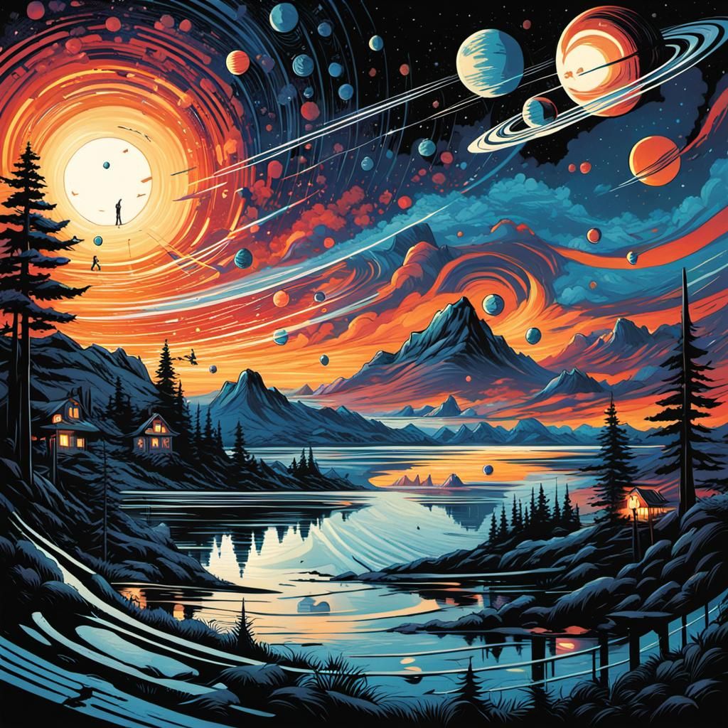 Abstract Geometric Art Inspired by Kandinsky