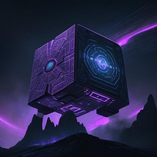 Ominous Borg Cube in Deep Space: Digital Art