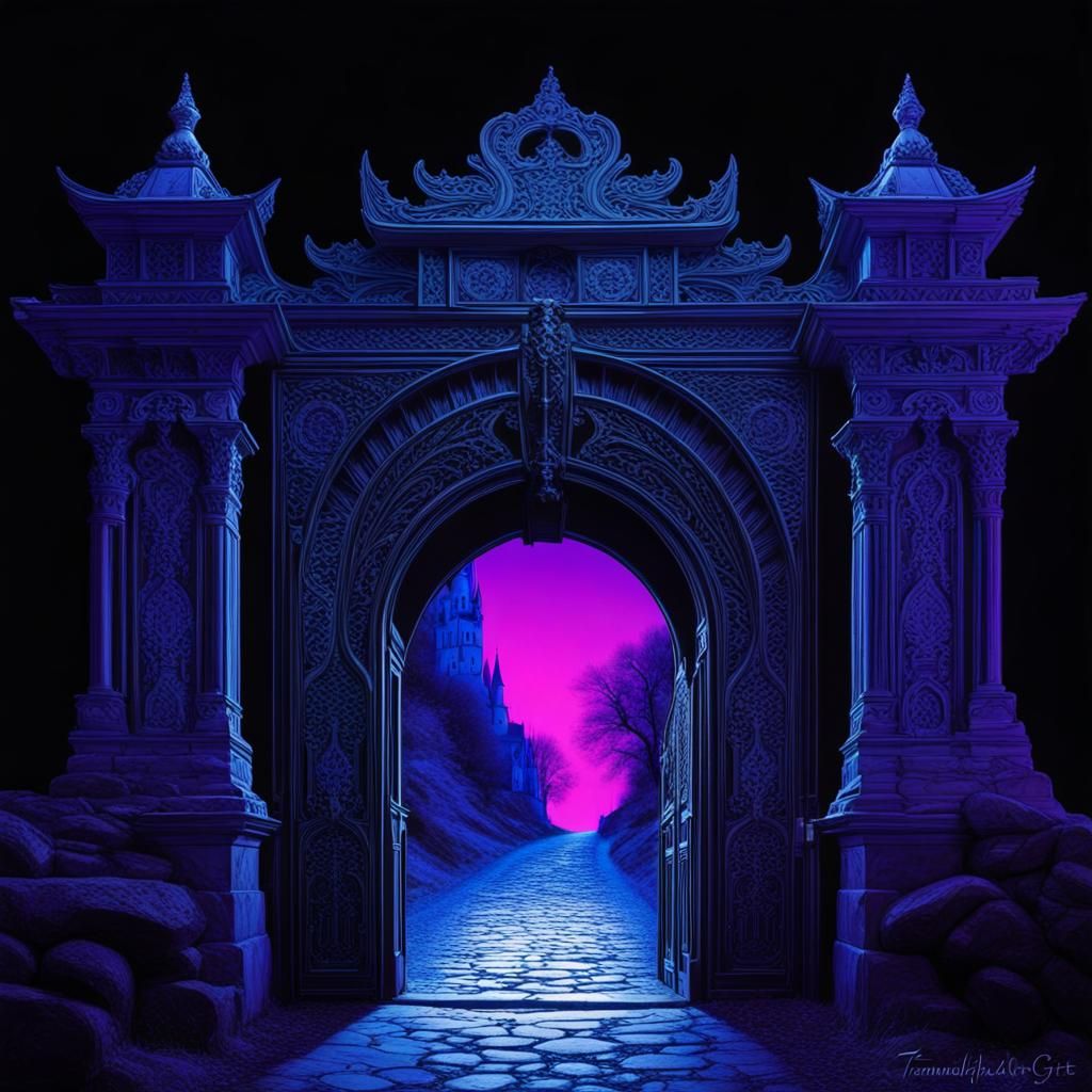 Tannhäuser Gate in Black Light Art Style