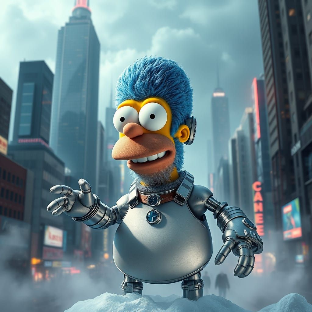 Homer Simpson Transforms into Futuristic Doraemon Chewbacca ...