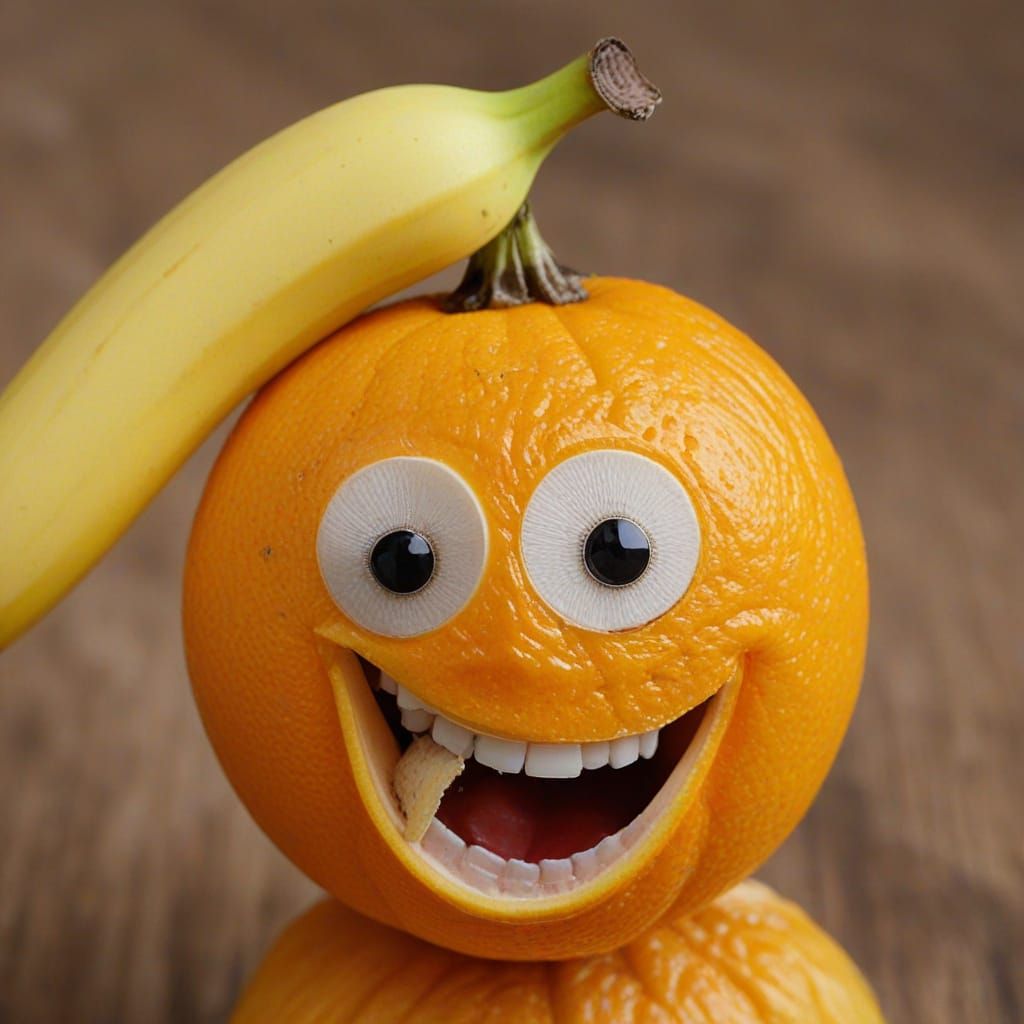 Disgusted Orange with Human Face, Photorealistic