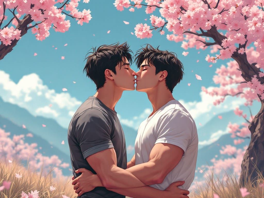 Sakura Kiss: Manga-Inspired Art of Two Young Men