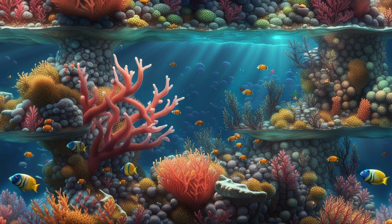 Hyper-Realistic Magical Underwater Coral Reef Landscape