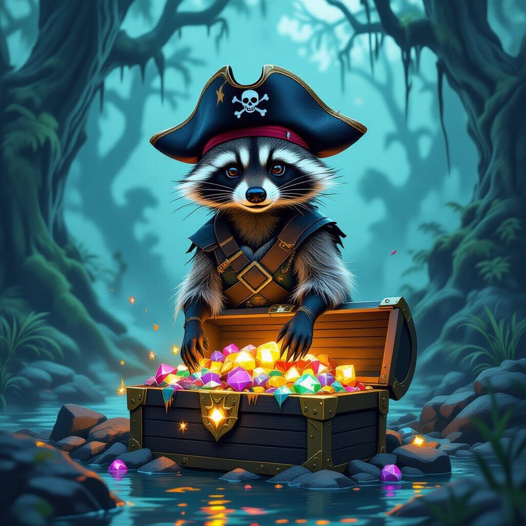 Raccoon Pirate on Misty Island Treasure