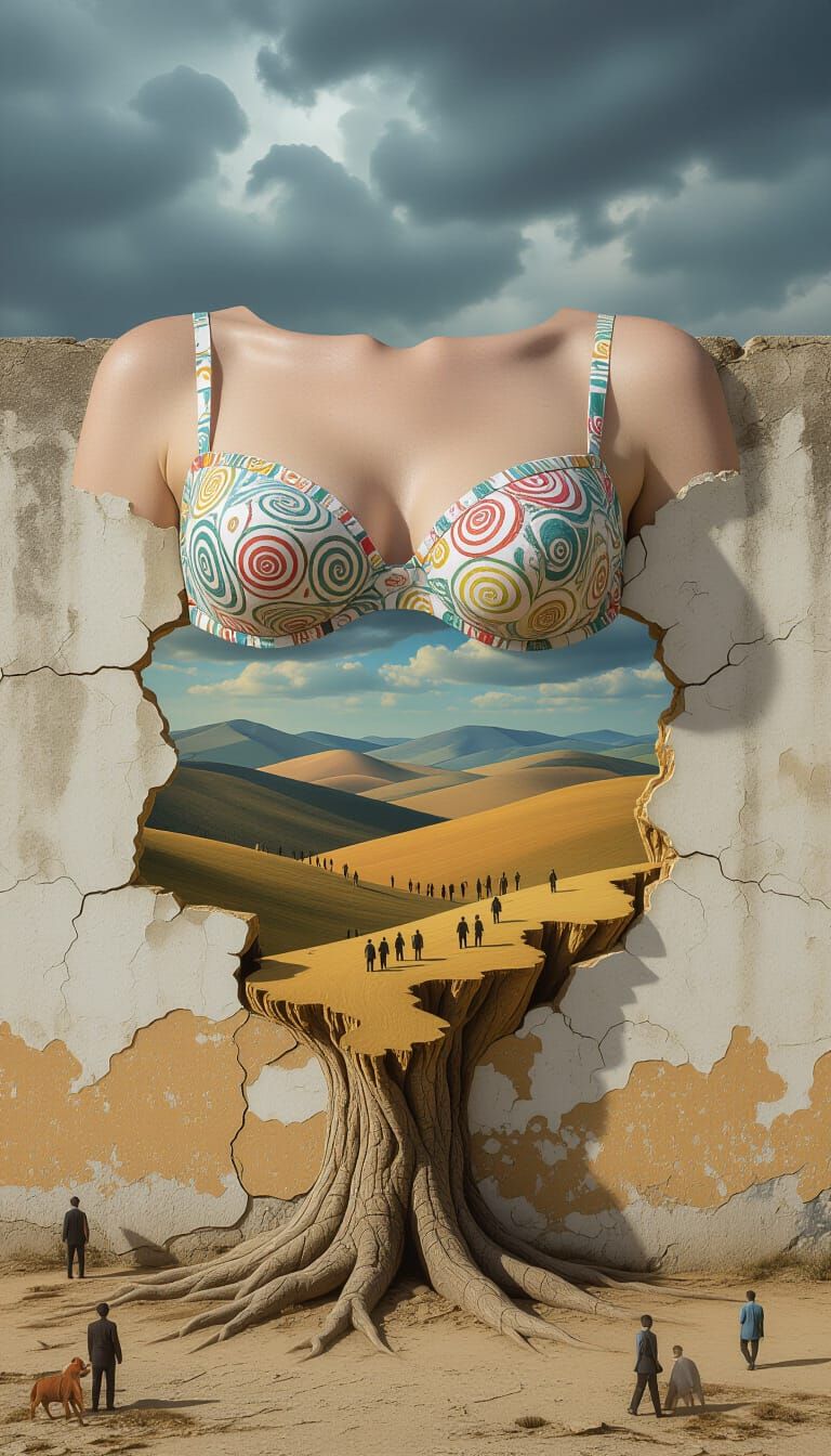 Surreal Zentangle Undergarment Bust with Droste Effect