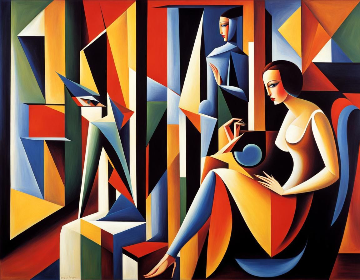 Abstract Cubist Television Inspired by Gleizes