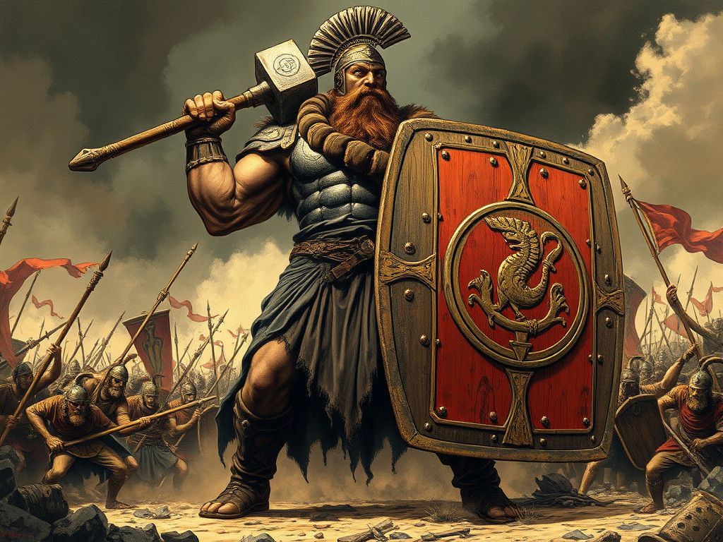 Giant Ajax in Trojan War, Frazetta Style