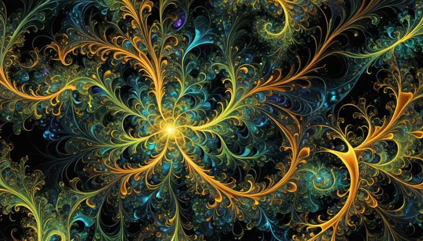 Vibrant Fractal Art with Iridescent Tendrils