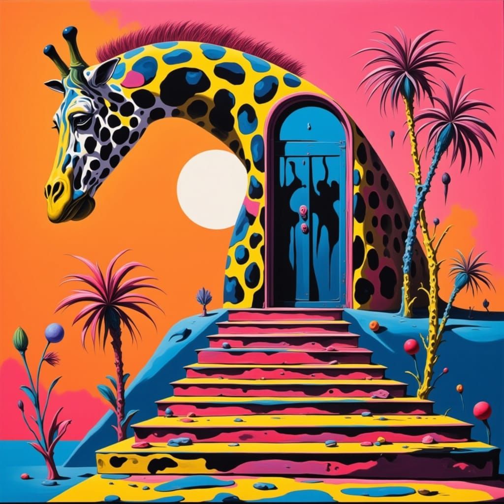 Vibrant Giraffe Portal in Pop Art Style