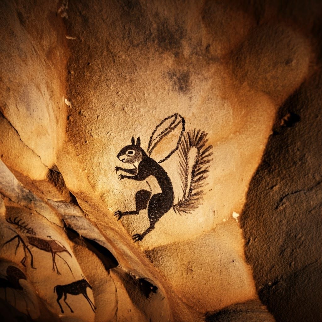 Prehistoric Cave Art of a Phoenix Squirrel