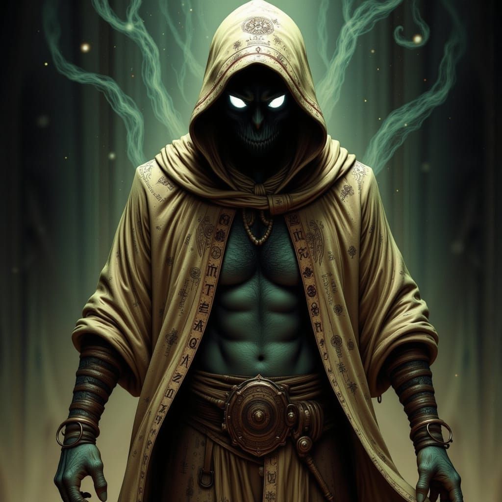 Mystic Sorcerer Portrait in Dark Fantasy Style