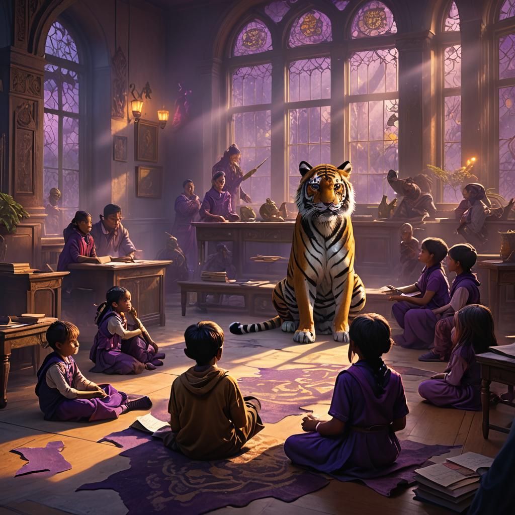 Tiger Guardian in Mystical Classroom Concept Art