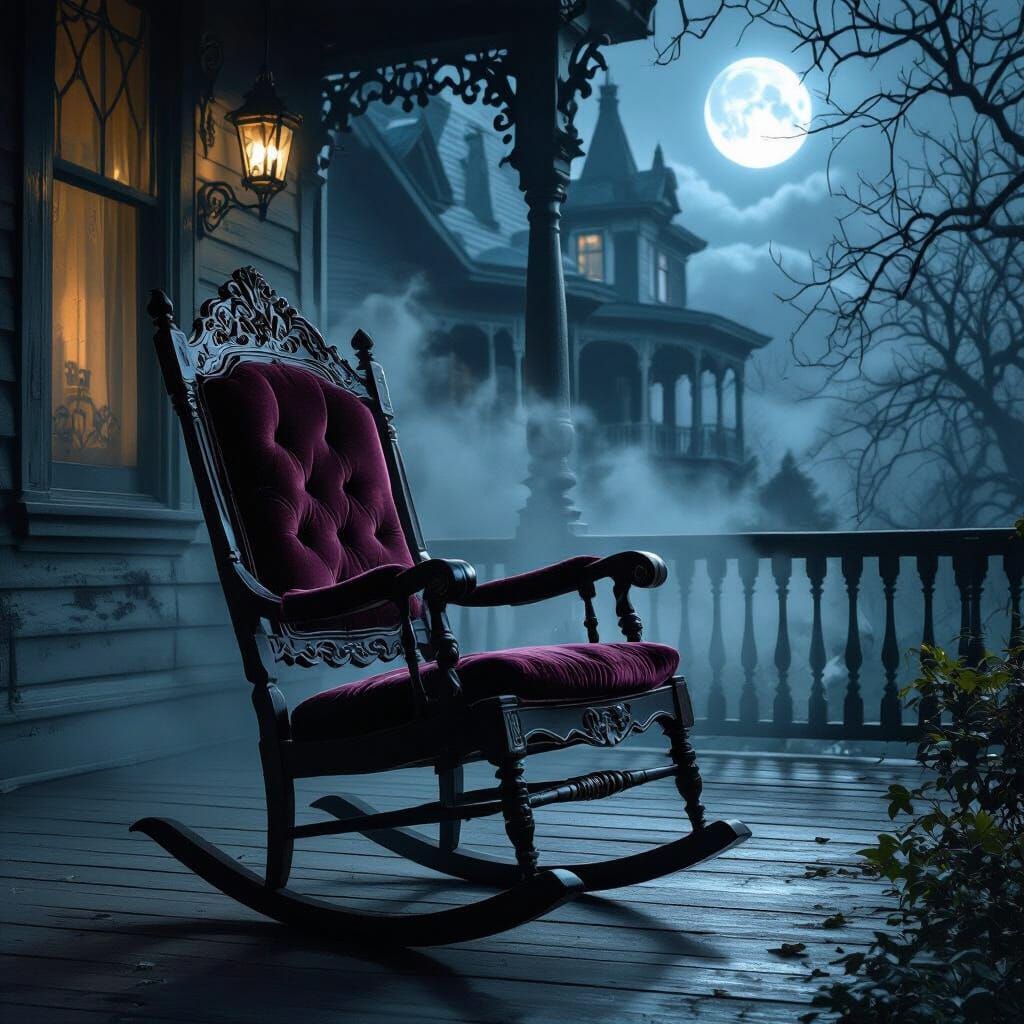 Haunted Victorian Mansion: Rocking Chair in Dark Fantasy Art