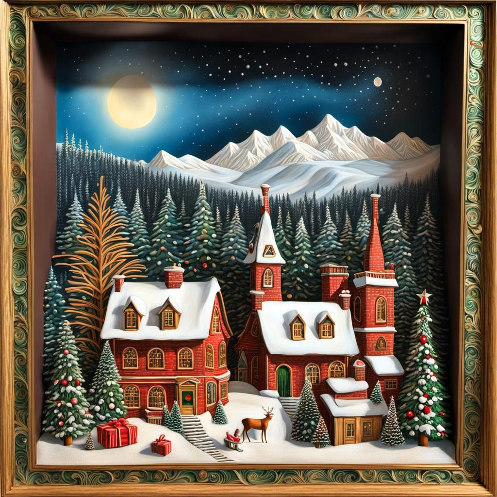 Christmas Landscape Shadow Box: Photorealistic Fantasy
