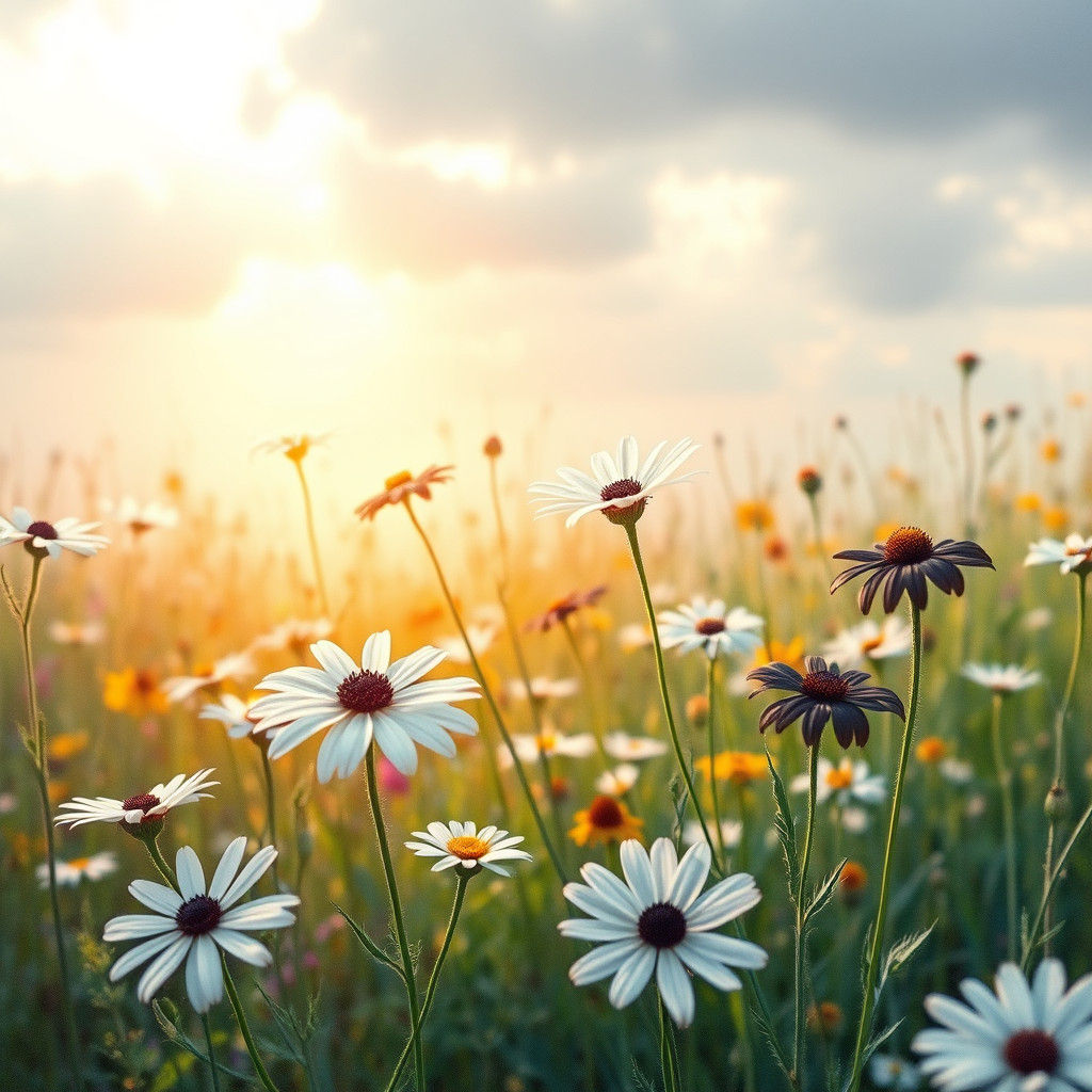 Monochrome Wildflowers in Impressionistic Light