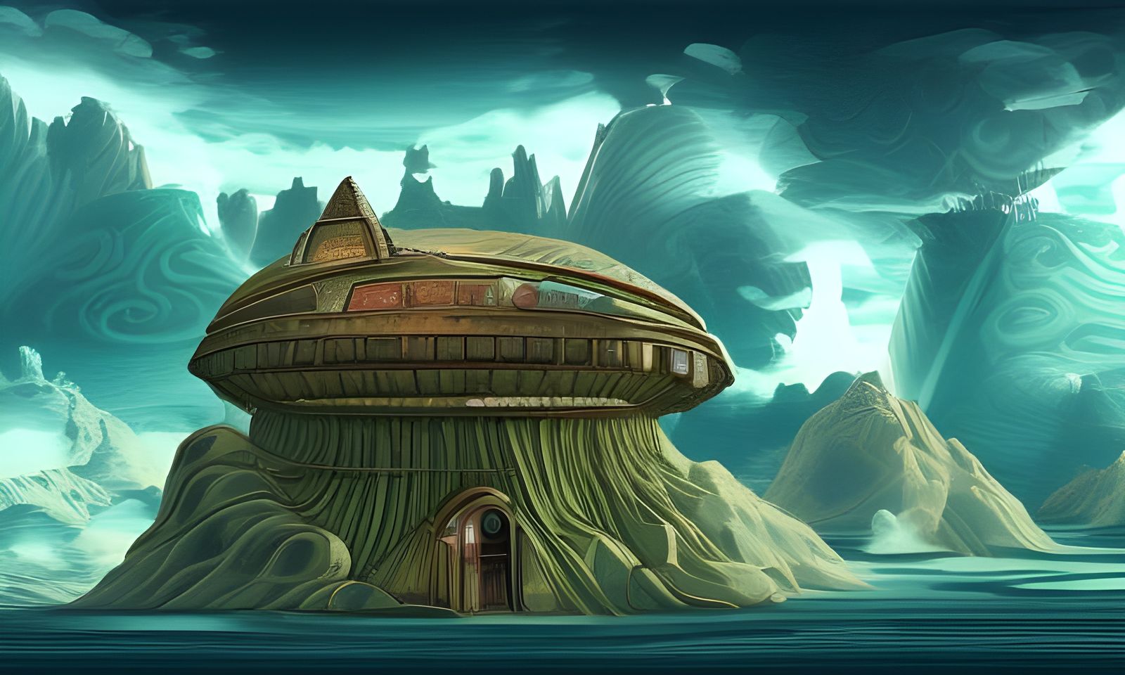 Hot Air Balloon Lifts House in Aetherpunk Style