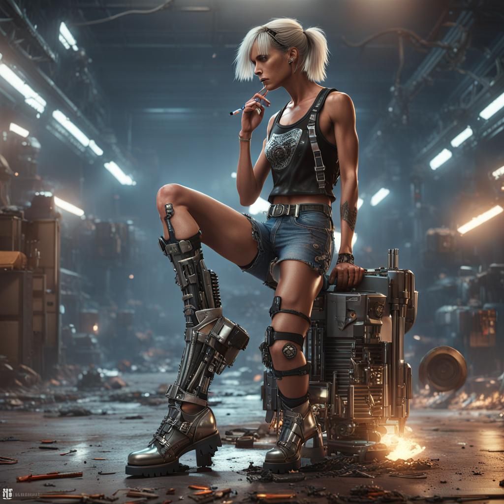 Sarah Connor in Sci-Fi Punk Aesthetic