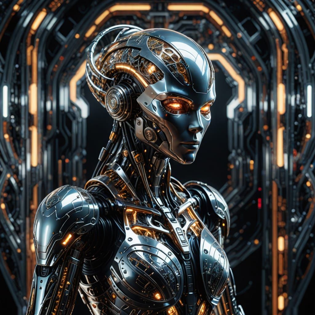 Elegant Extraterrestrial Android in Sci-Fi Concept Art