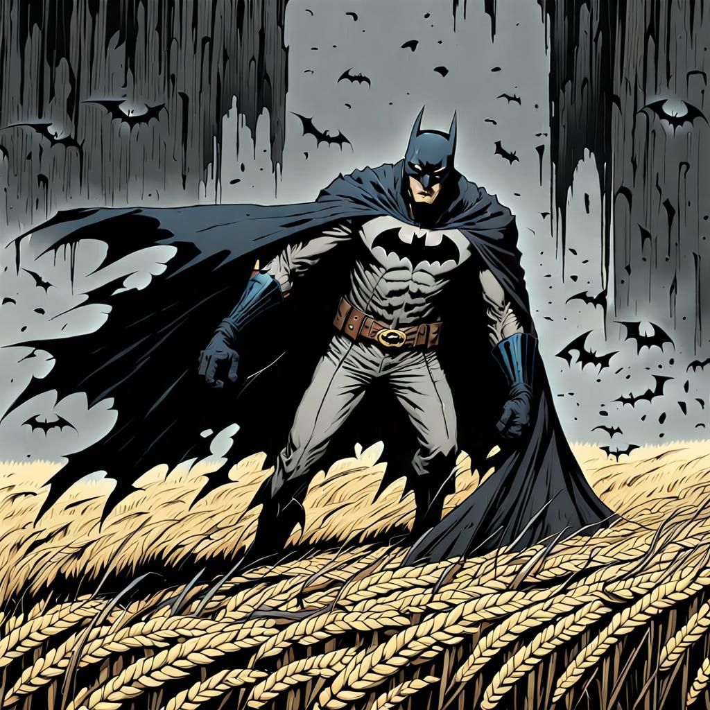 Gothic Batman in Ruin, Haunting Gotham City Streets at Dusk