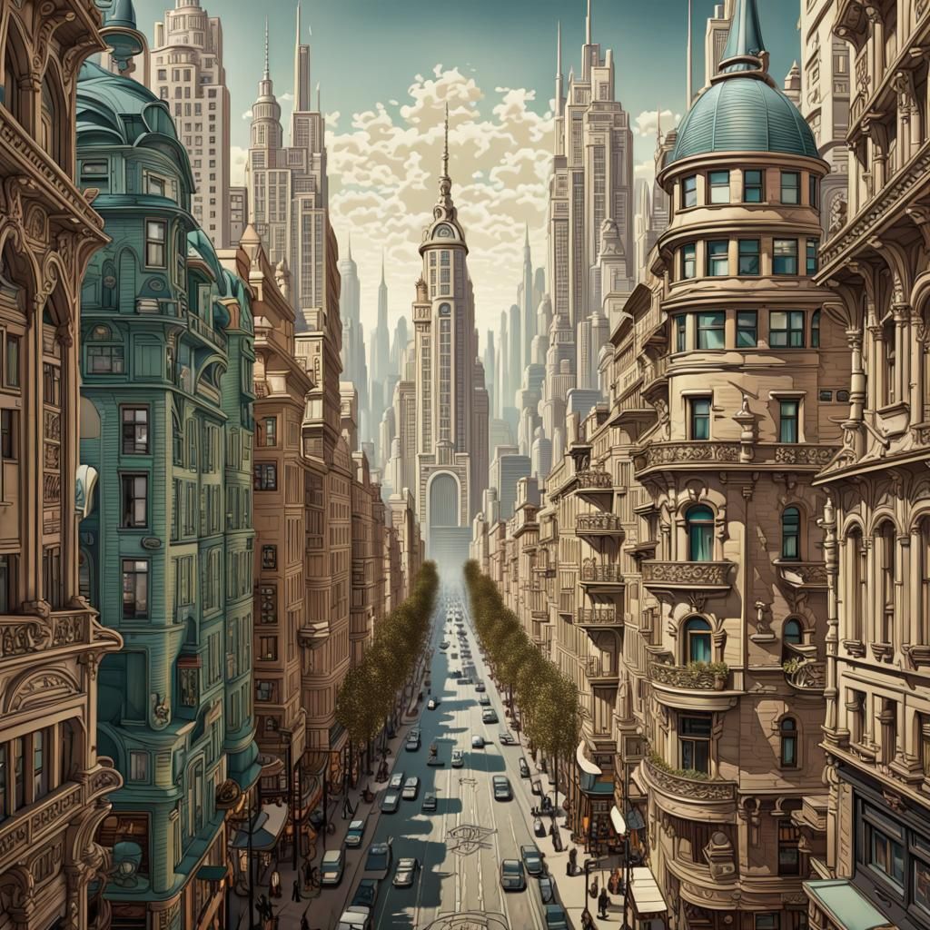 Art Nouveau City Poster Design in HD
