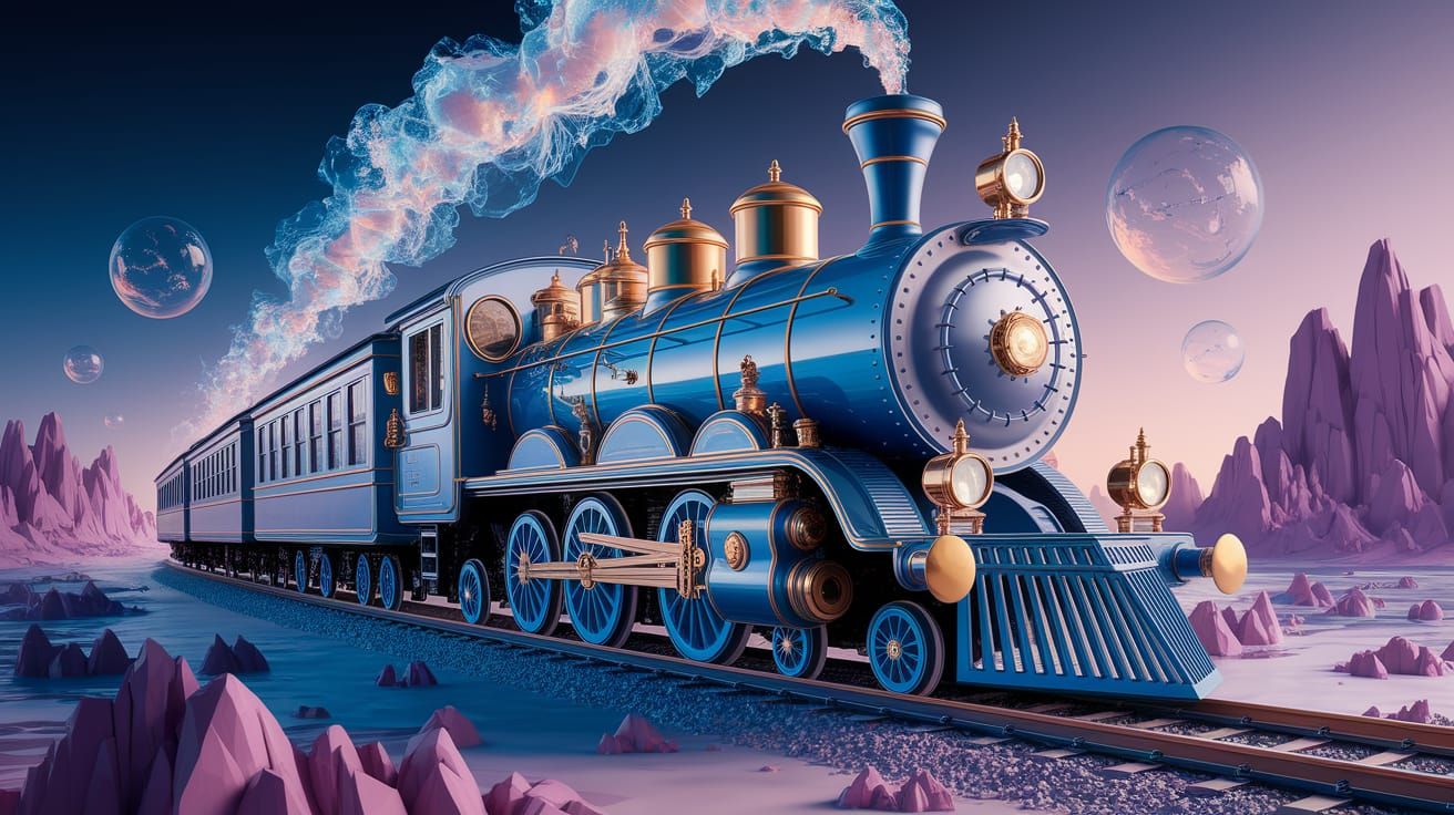 Glowing Glass Train Chugs Through an Ethereal Reef