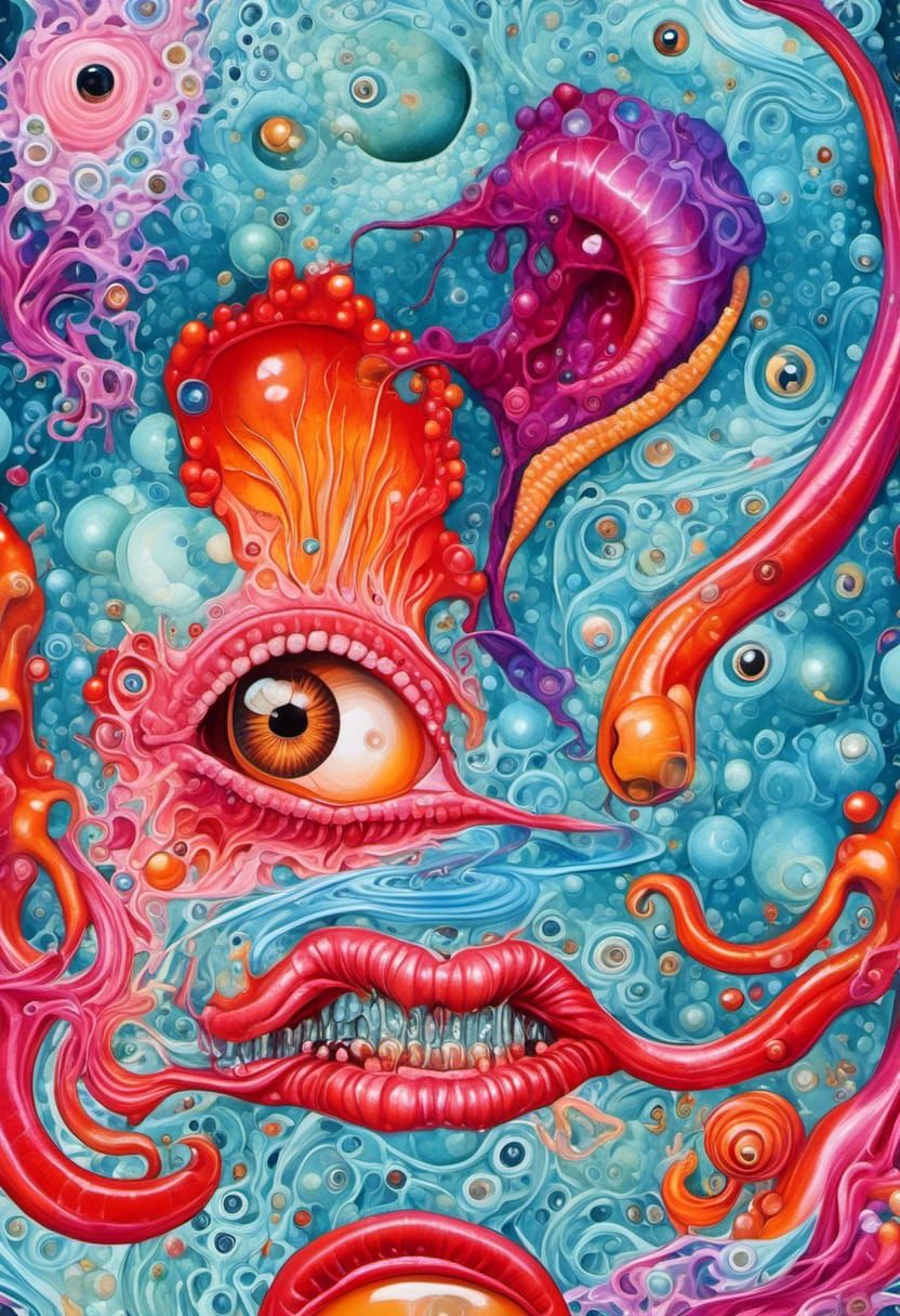 Surreal Man with Interconnected Neurons in Digital Oil Paint...