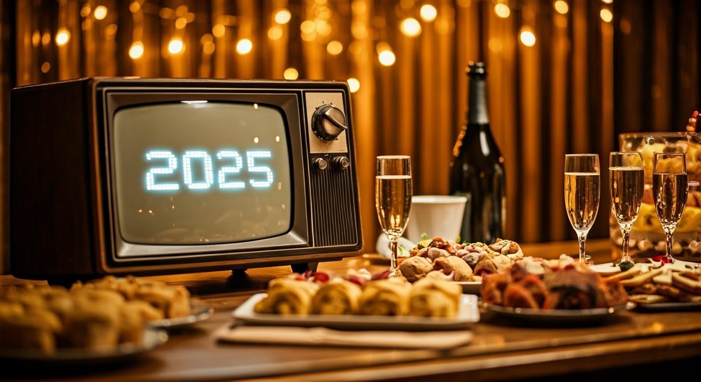 Retro Party Scene in Vibrant Festive Decor