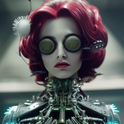 Cyberpunk Mad Scientist's Lab with Rusty Robot