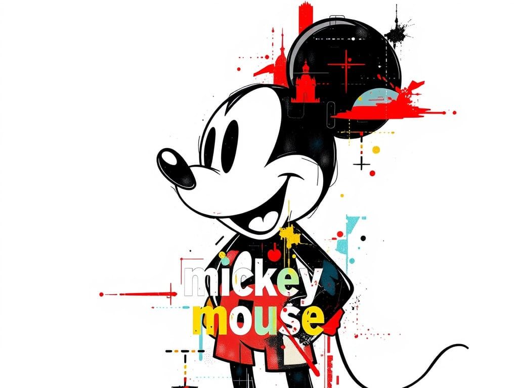 T-shirt print graphic design with mickey mouse