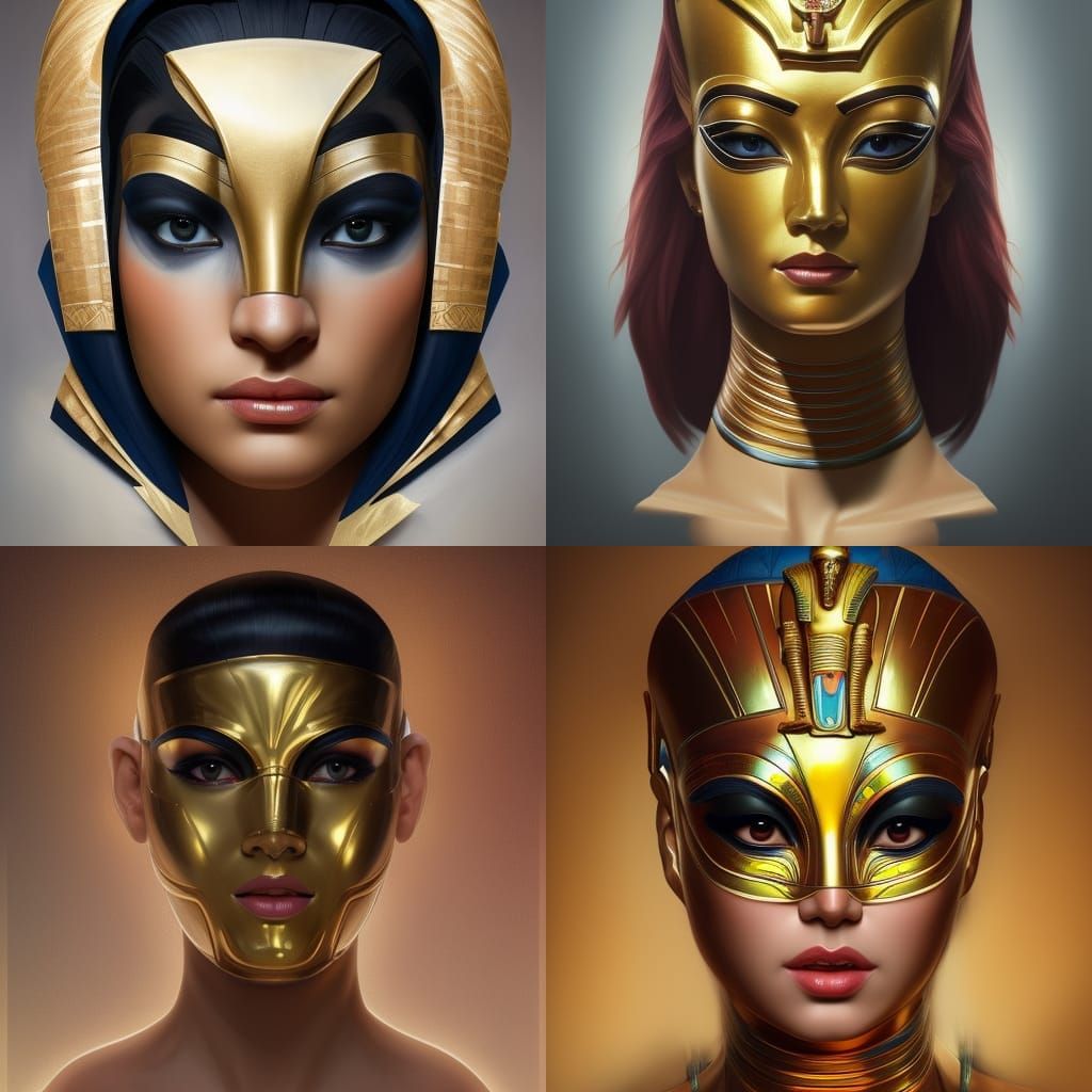 Egyptian Mask Portrait in Hyperdetailed Art Style