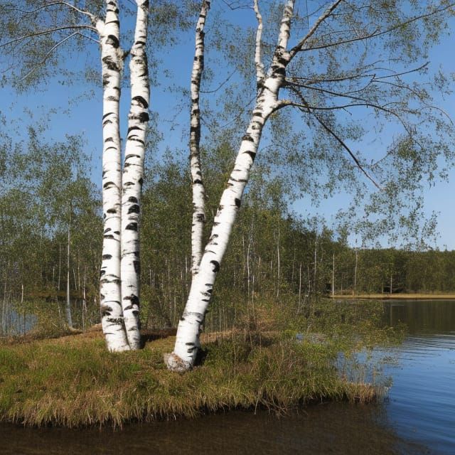 Lone Birch on Floating Island
