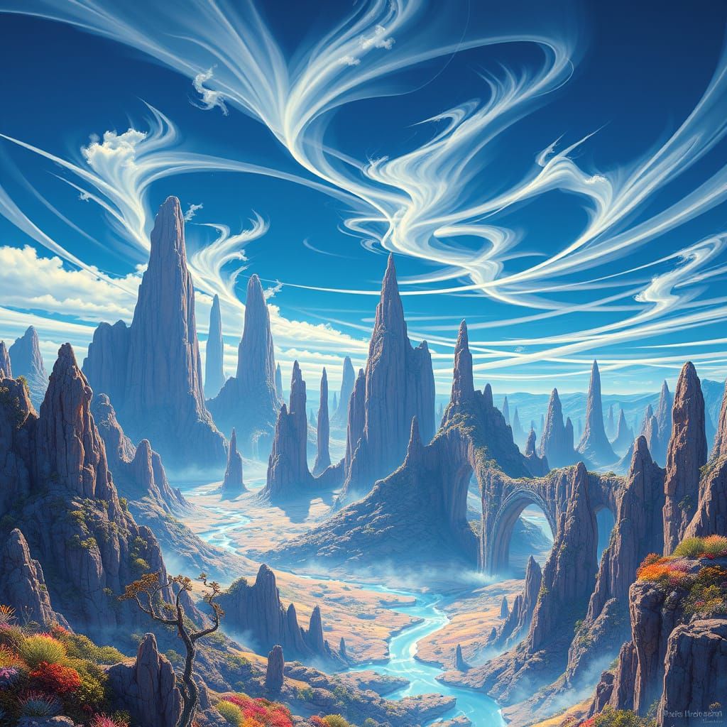 Epic Fantasy Landscape with Bio-Luminescent Flora and Fauna ...