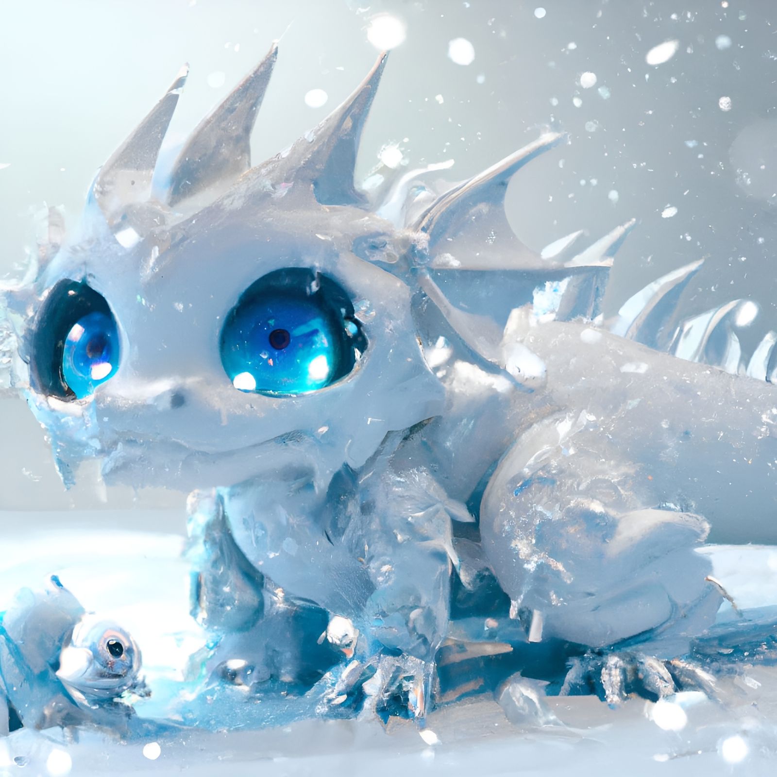A cute baby snow dragon