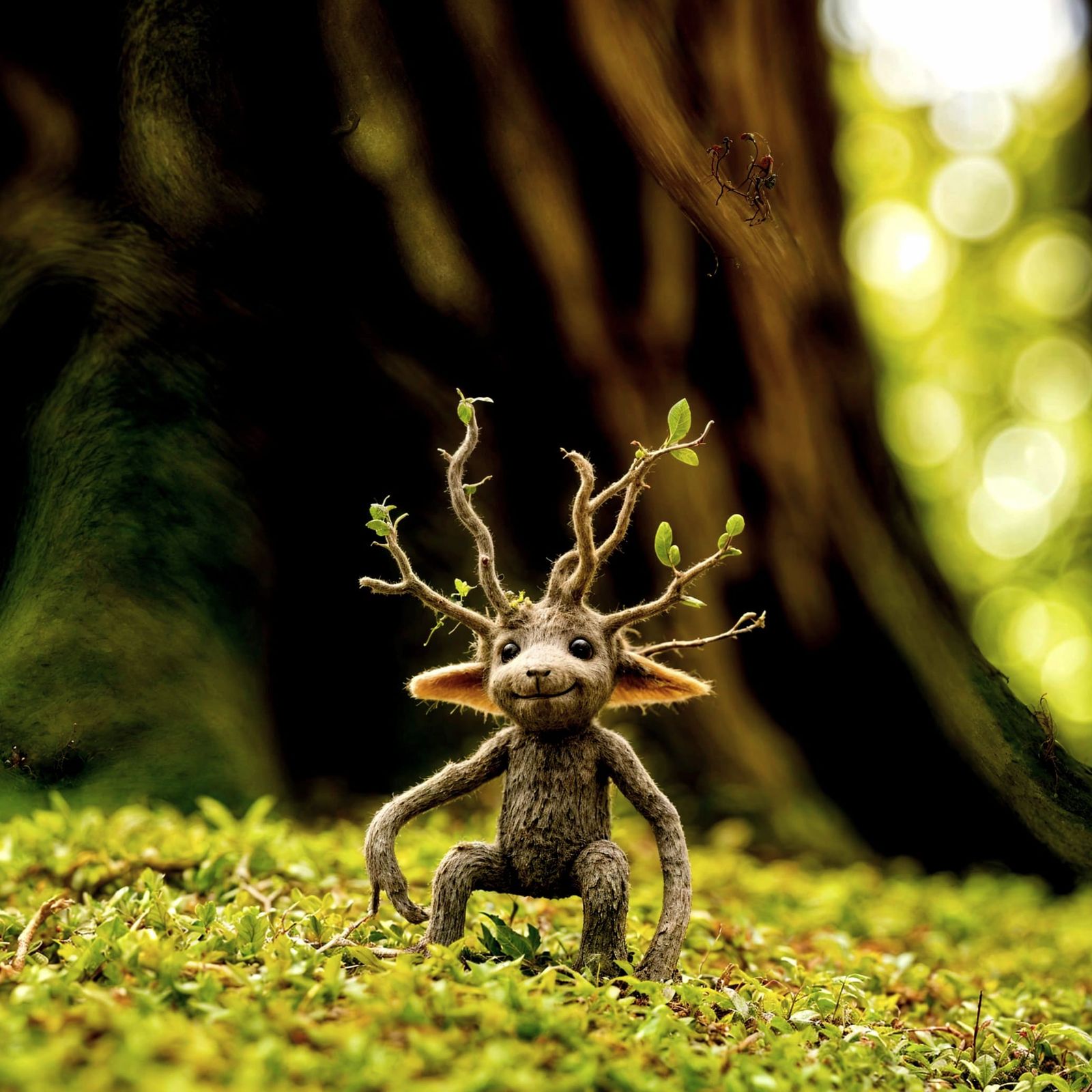 Whimsical Red Oak Fairy Dwellings in Mossy Undergrowth