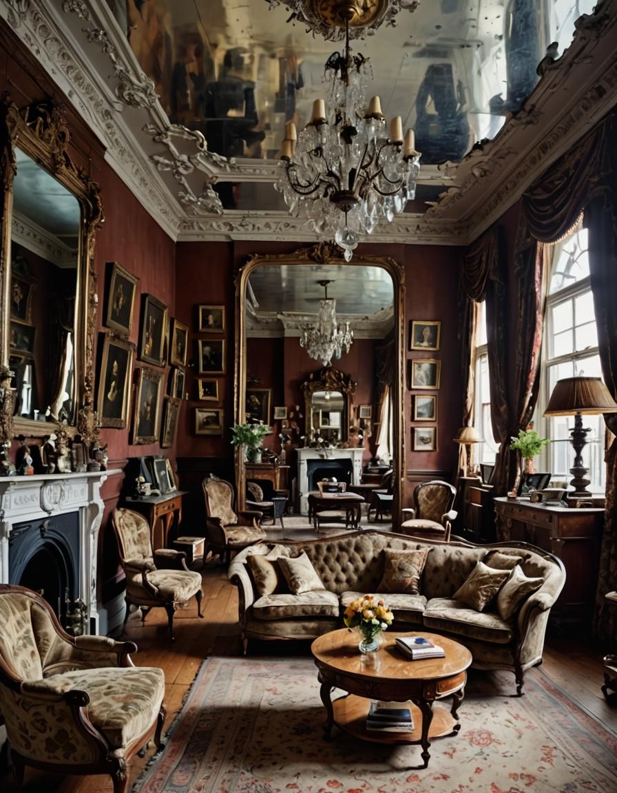 Victorian Room Mirror Reflects Modern Street