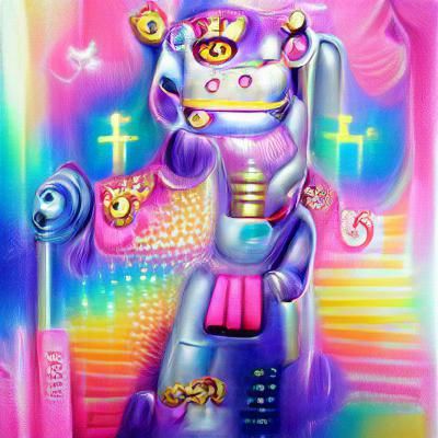 Lisa Frank Style Robot God