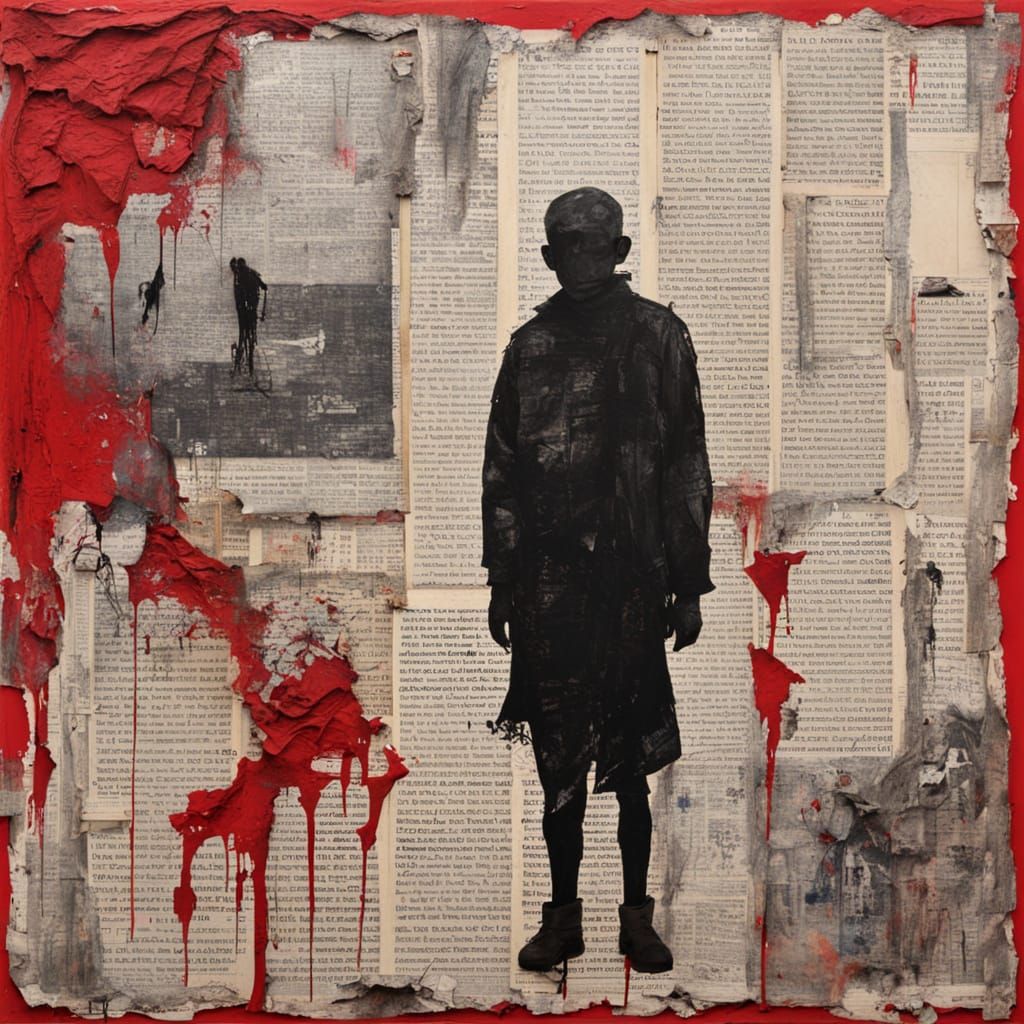 Abstract Expressionist Figures in Wet Red Paint