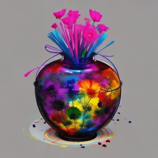 Abstract Portrait in Vibrant Ink Style