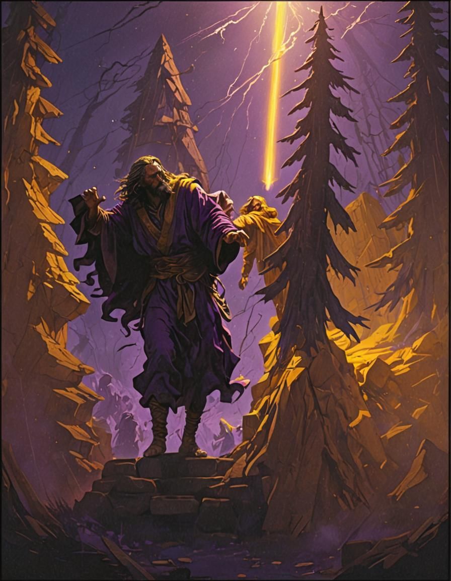 Moses Wrestles Jesus Christ: Dark Fantasy Art