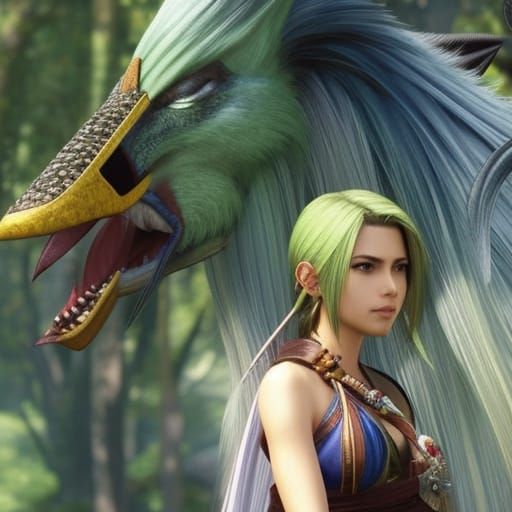 Rydia Portrait in Utopian Final Fantasy Scenery