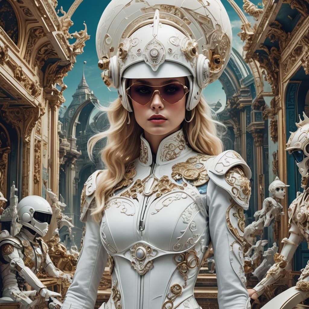 Futuristic Blondie on Rococo Spaceship Magazine Cover